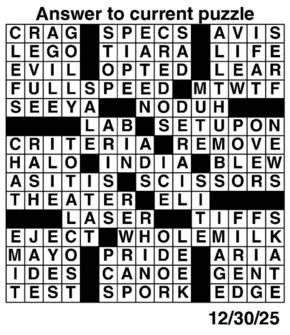 Answers to Previous Crossword