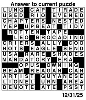 Answers to Previous Crossword