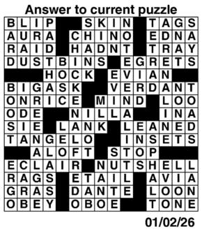 Answers to Previous Crossword
