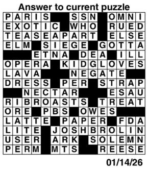 Answers to Previous Crossword