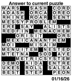 Answers to Previous Crossword