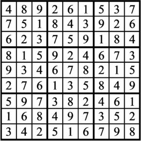 Answers to Previous Sudoku Puzzle