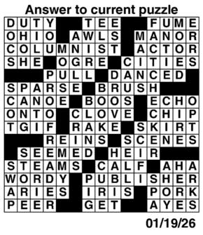 Answers to Previous Crossword