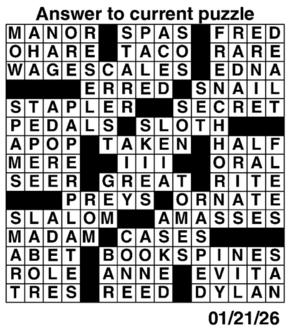Answers to Previous Crossword