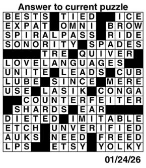 Answers to Previous Crossword