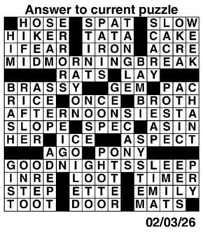 Answers to Previous Crossword