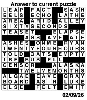 Answers to Previous Crossword
