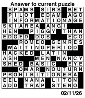 Answers to Previous Crossword