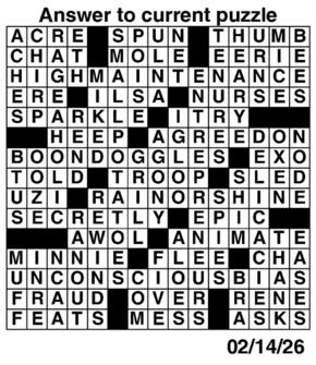 Answers to Previous Crossword