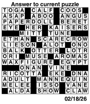 Answers to Previous Crossword