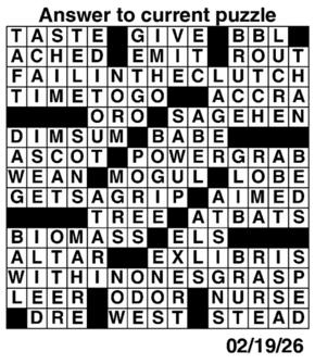 Answers to Previous Crossword