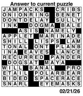 Answers to Previous Crossword