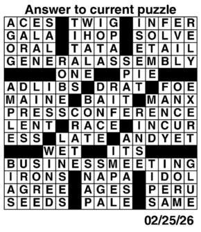 Answers to Previous Crossword