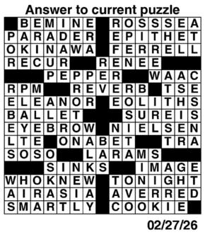 Answers to Previous Crossword