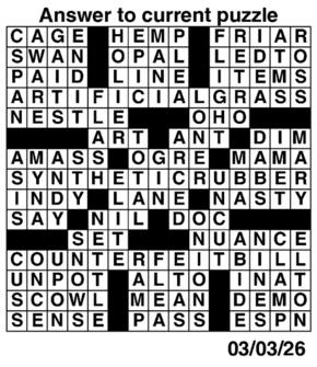 Answers to Previous Crossword