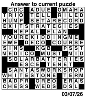 Answers to Previous Crossword