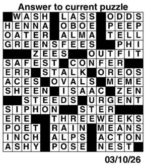 Answers to Previous Crossword