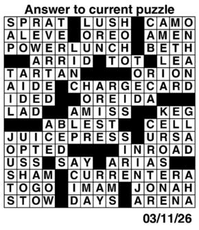 Answers to Previous Crossword