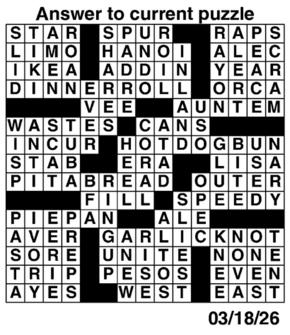 Answers to Previous Crossword
