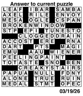 Answers to Previous Crossword