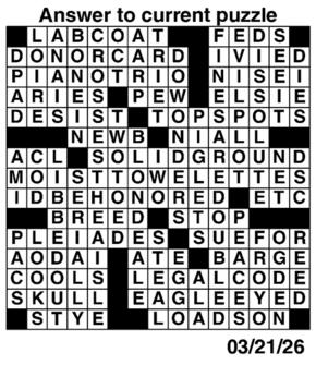 Answers to Previous Crossword