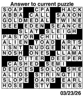 Answers to Previous Crossword