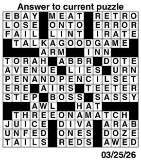 Answers to Previous Crossword