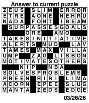 Answers to Previous Crossword