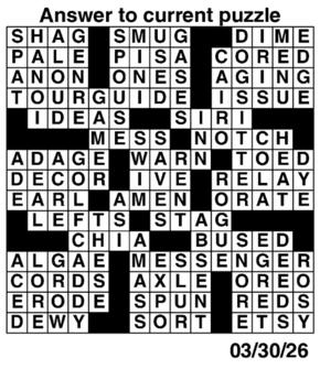 Answers to Previous Crossword