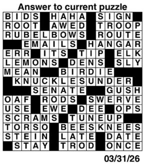 Answers to Previous Crossword