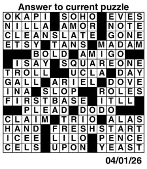 Answers to Previous Crossword