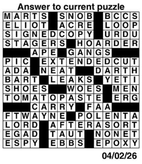 Answers to Previous Crossword