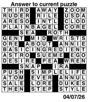 Answers to Previous Crossword