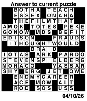 Answers to Previous Crossword