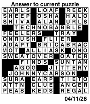 Answers to Previous Crossword