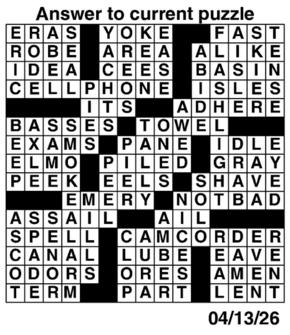 Answers to Previous Crossword