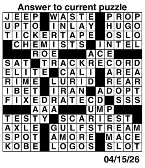 Answers to Previous Crossword