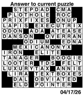 Answers to Previous Crossword