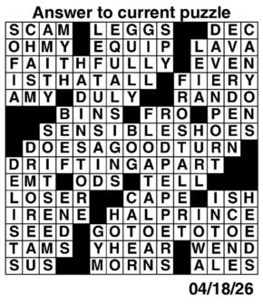 Answers to Previous Crossword