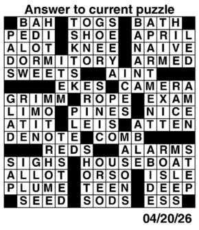 Answers to Previous Crossword