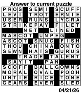 Answers to Previous Crossword