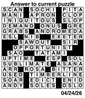 Answers to Previous Crossword