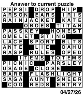 Answers to Previous Crossword