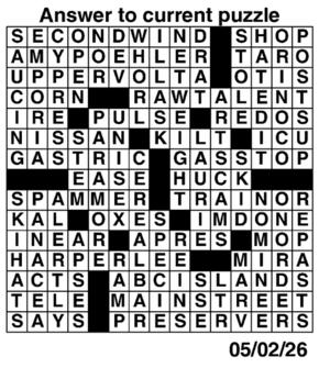 Answers to Previous Crossword