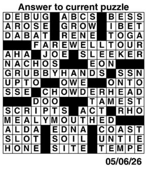 Answers to Previous Crossword