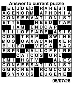 Answers to Previous Crossword