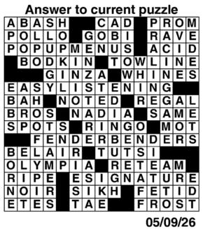 Answers to Previous Crossword