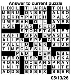 Answers to Previous Crossword
