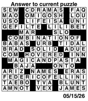 Answers to Previous Crossword