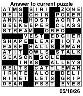 Answers to Previous Crossword
